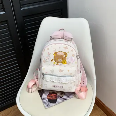 Women's Bear Design Bow Backpack 2026, Preppy Style for Students - 8