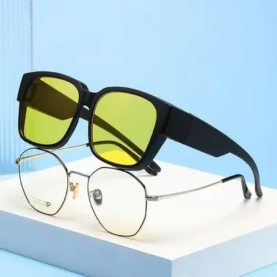 Polarized Men's Sunglasses, Anti-UV, Large Frame, Clip-On - 4