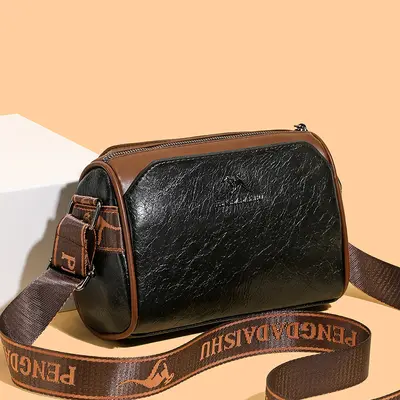 Women's Retro Minimalist Pillow Shoulder Bag, Three-Layer - 9