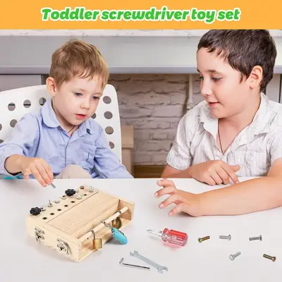 Children's Tool Set Montessori Screwdriver Board Set Toddler Travel Sensory Preschool Learning Fine Motor Skills - 4