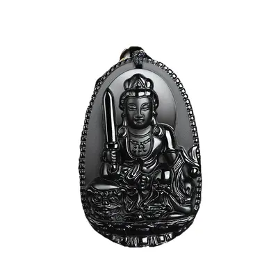 Obsidyen Patron Buda Muska Sekiz Koruyucu Tanrılar Kolye Oniki Zodyak Taklit Obsidyen Kolye Toptan