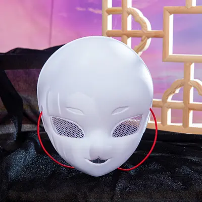 Knitted Gauze Matte White Cat Face Mask, Hand-Painted Cosplay Mask - 10