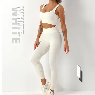 Seamless Yoga Set Open-Back Strappy Women's Suit - 4