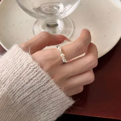 S925 Silber Perlen-Ring Damen