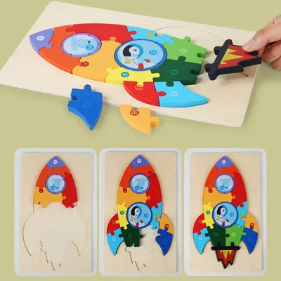 Wooden puzzle toy, shape matching, early education - 4
