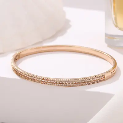 Copper bracelet with rhinestone, gold and silver options - 8