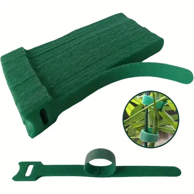 Hook-and-Loop Cable Ties, Green, Reusable