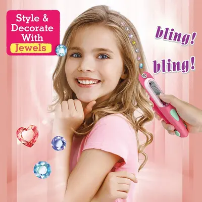 Girls' Jewelry Making Set, DIY Rhinestone Kit with Bead Machine