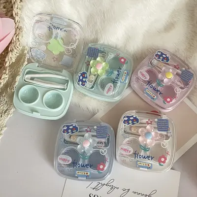 Portable Transparent Mini Minimalist All-in-One Contact Lens Case, Companion Box, Dual Colored Lens Box, No Need to Unscrew Lid as2306