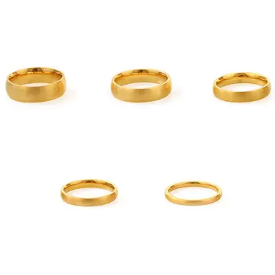 Minimalistischer Titanstahl-Ring für Damen, 18K Gold gebürstet - 5