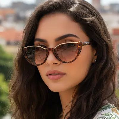 Cat-Eye-Halbrahmen-Partysonnenbrille mit UV-Schutz - 1