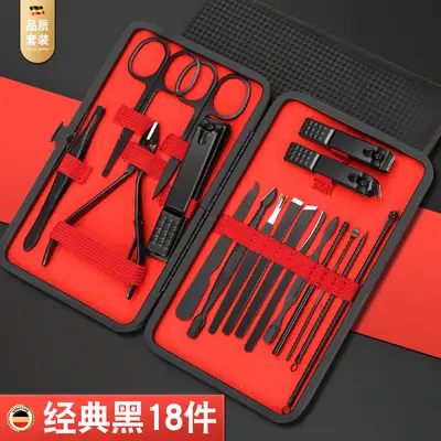 Grenzüberschreitende Nagelschere, Maniküre-Set, schwarz und rot, 24-teiliges Set, schräge Nagelschere, einteiliges Maniküre-Set, Nagelhautschere - 8