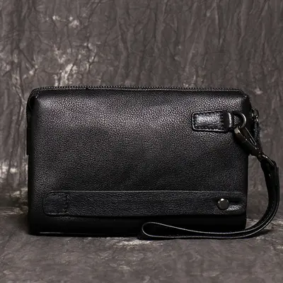 Men's Top-Grain Leather Clutch with Large Capacity Long Wallet Design - 2