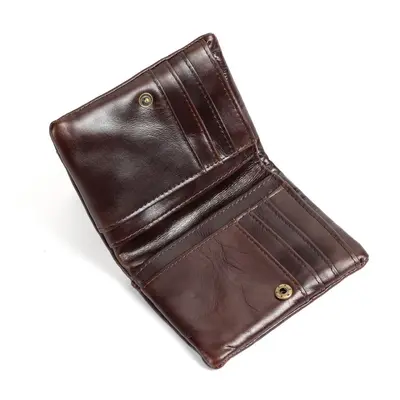 1046 Genuine Cowhide Leather Men's Short Wallet with Card Holder - 7