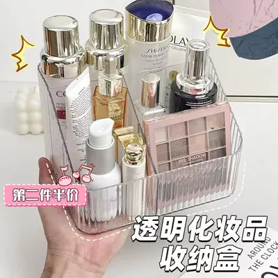 Cosmetic storage box, transparent, desktop organizer - 1
