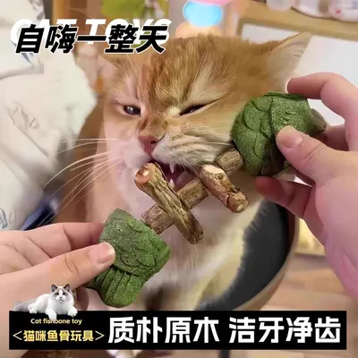 Игрушка для кошек в виде рыбьей косточки с кошачьей мятой и мататаби, жевательная палочка, устойчивая к укусам, интерактивная дразнилка для самостоятельной игры, оптом от производителя - 6