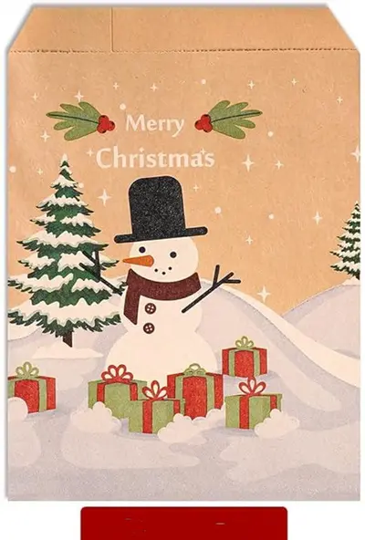 Noel Kraft Kağıt Çanta Noel Baba ve Noel Ağacı Desenli - 7