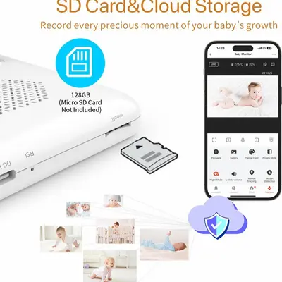 5-Inch HD Wireless Baby Monitor WiFi Night Vision Two-Way Audio