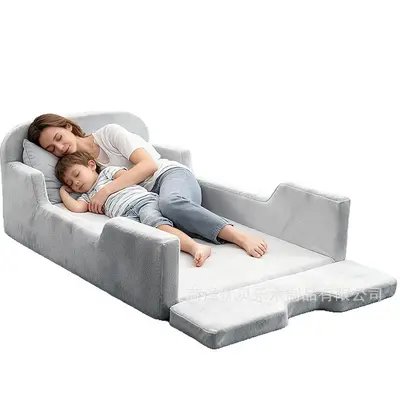 Solid Wood Baby Bed with Guardrail, Stitchable Design