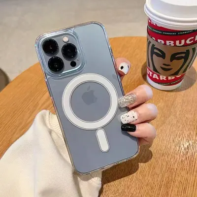 MagSafe Manyetik Telefon Kılıfı Apple 17 için Şeffaf Akrilik 16pro Tam Koruma iPhone 15 Telefon Kılıfı