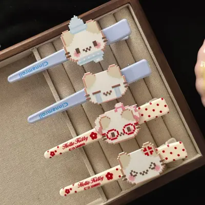 Frühlings-Neukollektion Creme-Blau Emoji-Katze große Entenschnabel-Haarspange Niedliche Vielseitige Pony-Haarklammer Haarschmuck