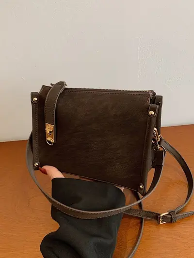 Kadın Retro Küçük Kare Tek Omuz Çantası Kanvas - 4
