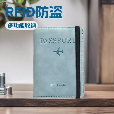 PU deri RFID pasaport çantası, çok fonksiyonlu