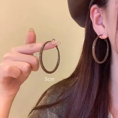 Retro Hong Kong style Ankora red earrings autumn and winter flat ring earrings women's high-end earrings feminine earrings earrings - 11