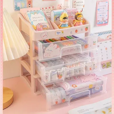 Cosmetic Storage Box Desktop Cosmetic Drawer Organizer Plastic Storage Rack Large Clear Dressing Table Jewelry Box
