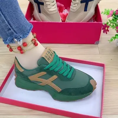 Büyük Beden Kadın Kalın Tabanlı Forrest Gump Tarzı Spor Ayakkabı
