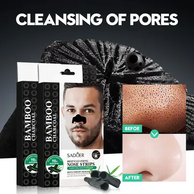 SADOER Bamboo Charcoal Nose Strips, Blackhead Removal, T-Zone Care - 2