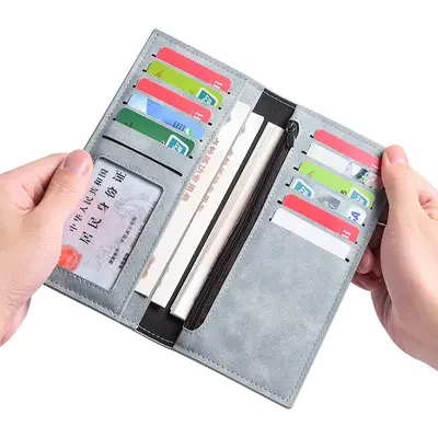 Herrenbrieftasche lang, schlank, Leder mit mehreren Kartenfächern und Reißverschluss-Münzf - 4