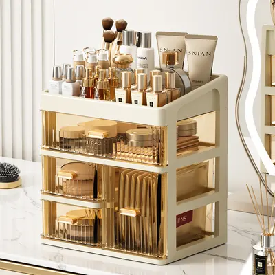 Desktop storage box with drawers dustproof stationery organizer