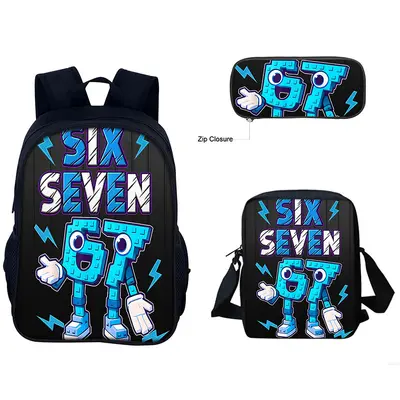 67 Meme Print Backpack Set for Primary and Middle School, Three-Piece - 3