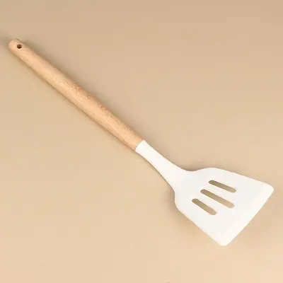Spot silikon spatula, çorba kaşığı, yapışmaz tava, özel yüksek sıcaklığa dayanıklı ve haşlanmayı önleyen ev pişirme kevgir mutfak eşyaları seti beyaz - 7