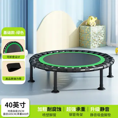 Foldable Indoor Kids Trampoline with Handrail and Anti-Tip Design - 9