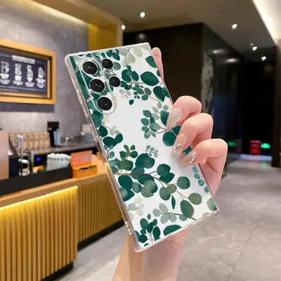 Samsung S21/S22 green leaf transparent case full coverage shockproof