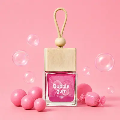 Car Air Freshener Pendant with Wooden Cap Perfume Bottle, Light Long-Lasting Scent - 11