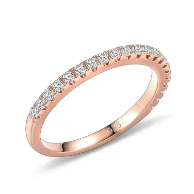 S925-Silberring mit Moissanit, dreifarbiger stapelbarer Alliance-Ring, Halbmond-Schliffste