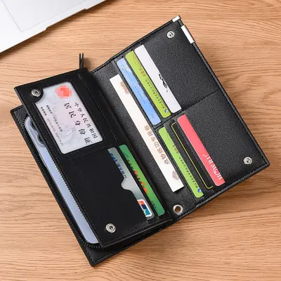 Large Capacity Long Zipper Men's Wallet with Coin Pocket - 2