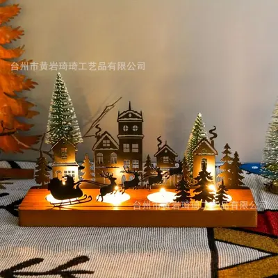 Ahşap Noel Ağacı Mum Standı, Masif Ahşap Tabanlı Noel Dekorasyonu