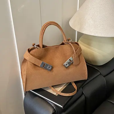 Women's Suede Tote Bag, Large Capacity, Single Shoulder - 9