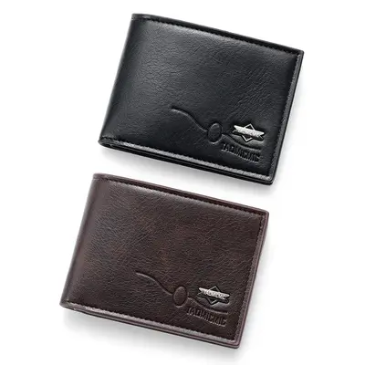 Ultra-Thin Short Men's Wallet with Banknote Compartment, Zipper and ID Card Holder, PU Lea - 4