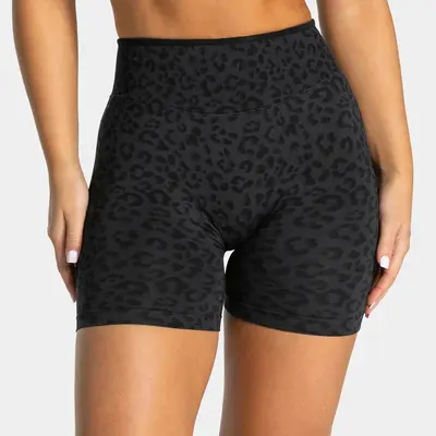 Seamless Leopard Print Yoga Shorts with Peach Lift Design - 10