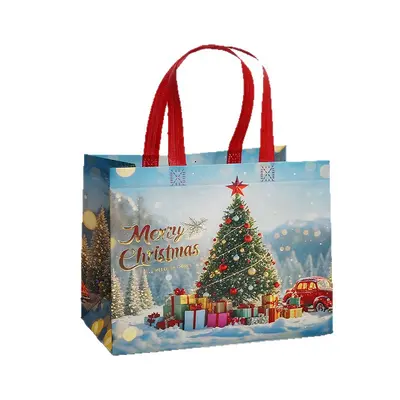 Laminated Christmas Non-Woven 3D Gift Bag with Handles