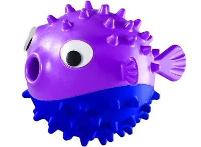 Dog Squeaky Bouncing Fish Toy, Teeth Cleaning, Chew-Resistant Treat Ball - 10