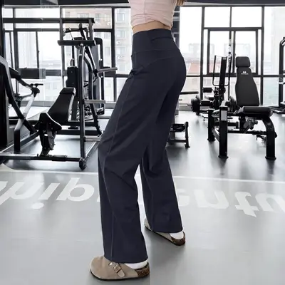 Women's Navy Quick-Dry High-Waist Yoga Pants, Thickened - 8