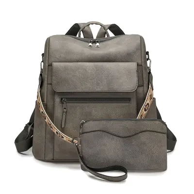 Women's Backpack, Contrast Color, Large Capacity, Retro Style - 10