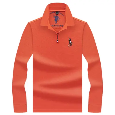 Herren Langarm-Poloshirt aus reiner Baumwolle, bestickt - 10
