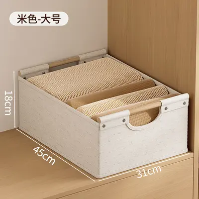 Faltbare Stoff-Aufbewahrungsbox mit Holzgriff für Kleidung - 8